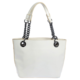 DKNY White Patent Leather Chain Tote 320292