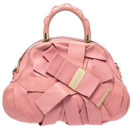 Versace Pink Leather Venita Bow Satchel 312545