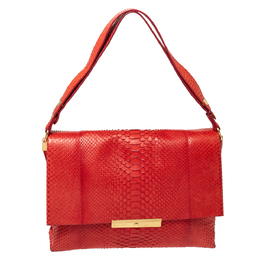 Celine Red Python Blade Flap Bag 306350