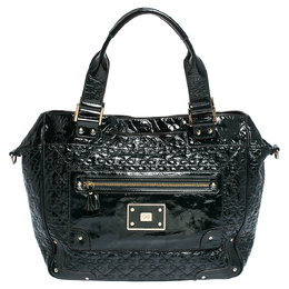 Anya Hindmarch Deep Green Patent Leather Art Logo Tote 290558
