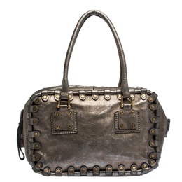 Valentino Metallic Leather Studded Satchel 286393