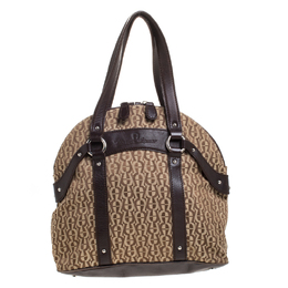 Aigner Brown/Beige Signature Canvas and Leather Satchel 270274