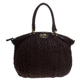 Coach Dark Brown Quilted Nylon and Leather 70th Anniversary Madison Satchel 268210