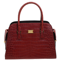 Michael Kors Red Croc Embossed Leather Gia Satchel 263540