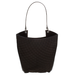 Bally Dark Brown Quilted Nylon and Patent Leather Hobo 261235