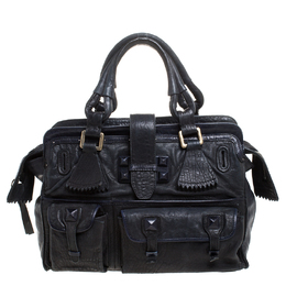Chloe Midnight Blue Leather Front Pocket Tote 259821