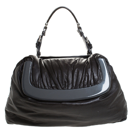 Marni Dark Grey Soft Leather Frame Flap Shoulder Bag 259071