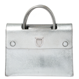 Christian Dior Metallic Silver Leather Medium Christian Diorever Bag 258176