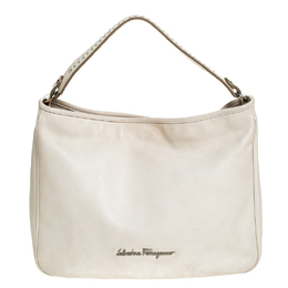 Salvatore Ferragamo Off-White Leather Hobo 255367