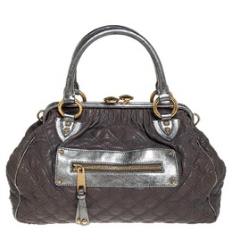 Marc Jacobs Grey/Silver Quilted Leather Stam Shoulder Bag 252405