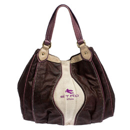 Etro Brown Paisley Printed Coated Canvas Hobo 252513