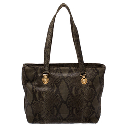 Versace Green Python Leather Tote 243814