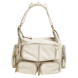 Tod's Cream Leather Zipped Pockets Satchel 240708
