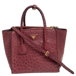 Prada Red Ostrich Twin Pocket Tote 505798