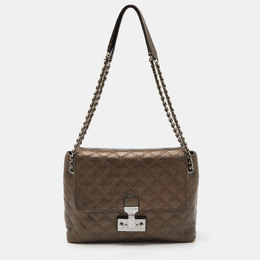 Marc Jacobs Metallic Quilted Leather Flap Shoulder Bag 840724