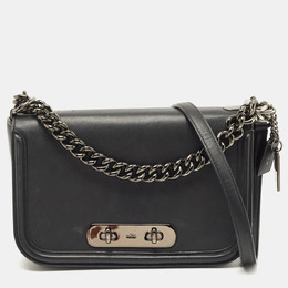 Coach Black Leather Swagger Flap Crossbody Bag 856665