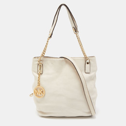 Michael Kors Off White Leather Charm Shoulder Bag 858718