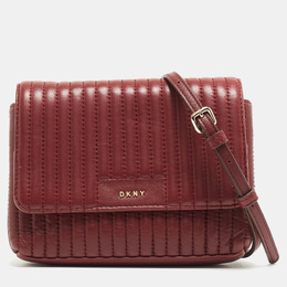 DKNY Burgundy Quilted Leather Gansevoort Crossbody Bag 858446