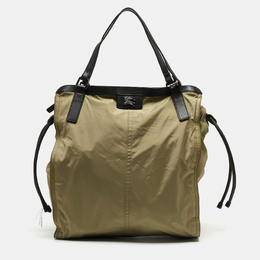 Burberry Military Green Nylon and Leather Buckleigh Tote 867237