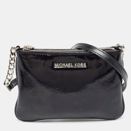 Michael Kors Black Patent Leather Zip Crossbody Bag 870142