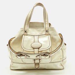 Tod's White Patent Leather Front Pocket Satchel 870054