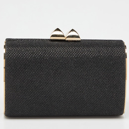 Jimmy Choo Black Fabric Lurex Frame Clutch 874536