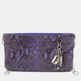 Gianfranco Ferre Purple Python Side Zip Oversized Clutch 889120