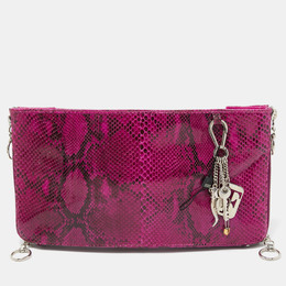 Gianfranco Ferre Magenta Python Side Zip Oversized Clutch 888273