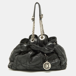 Christian Dior Black Cannage Leather Le Trente Hobo 891935