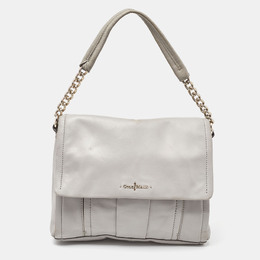 Cole Haan Grey Pleated Leather Flap Chain Bag 893306