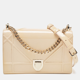 Christian Dior Beige Patent Leather Medium Christian Diorama Shoulder Bag 888964