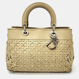 Christian Dior Beige Woven Leather Cannage Tote Bag 897949