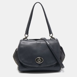 Coach Dark Blue Suede And Leather Crossbody Bag 899266