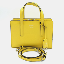 Prada Yellow leather brushed mini tote bag 899466