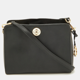 Michael Korse Black Leather Turnlock Crossbody Bag 901507