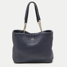 DKNY Blue Quilted Leather Chain Tote 903325