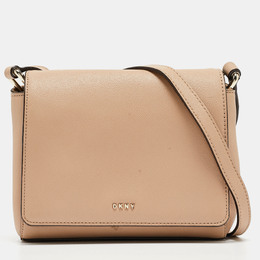 DKNY Beige Saffiano Leather Bryant Park Flap Crossbody Bag 910049
