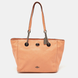 Coach Peach Leather Turnlock Chain Tote 910059