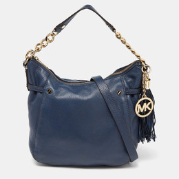 Michael Kors Dark Blue Leather Tassel Hobo 910595