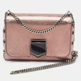 Jimmy Choo Metallic Rose Leather Lockett City Shoulder Bag 916230
