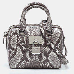 DKNY Brown Snakeskin Embossed Leather Crossbody Bag 921317