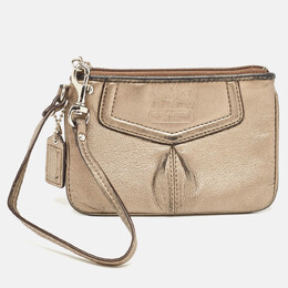Coach Metallic Leather Zip Wristlet Clutch 923259