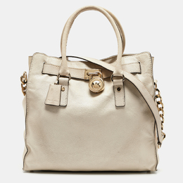 Michael Kors Light Beige Leather Large Hamilton North South Tote 923404