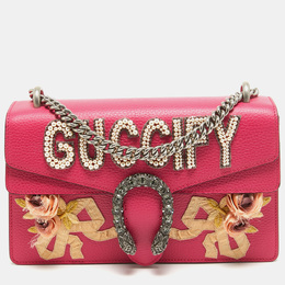 Gucci Magenta Leather Small Guccify Pearl Embellished Dionysus Shoulder Bag 921690