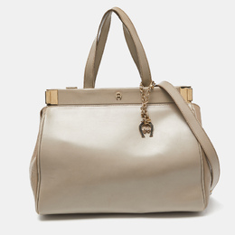 Aigner Beige Leather Frame Tote 932882
