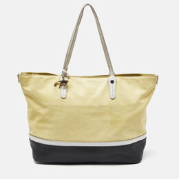 Bally Yellow/Black Leather Shopper Tote 932678
