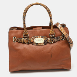 Michael Kors Brown Snakeskin Embossed Leather Hamilton Tote 933456