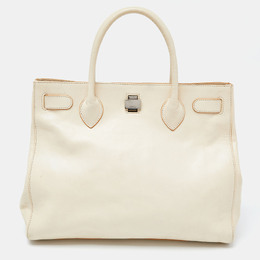 Furla Cream Leather Twist Lock Tote 934652