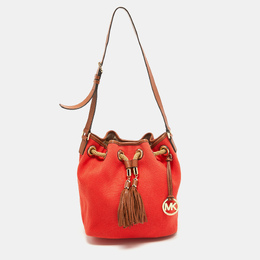 Michael Kors Orange/Brown Canvas and Leather Marina Drawstring Bag 935773