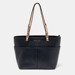 Michael Kors Dark Blue/Beige Leather Bedford Tote 934818